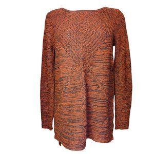 DESIGN 365 Womens M Red Black Marled Knit Diamond Pattern Long Sleeve Sweater